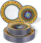 Hioasis Yellow Plastic Plates, Boho Plates, 60 Pcs for 30 Guests by Hioasis