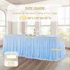 Wish Care Baby Blue Tulle Tablecloth for 8 Foot Rectangle Tables Wrinkle Free Light Blue Table Cloth Tutu Desk Skirt 8ft Stretch Ruffle Table Cover for Boy Birthday Baby Shower Party Cake Tablecloth - Image 5