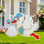 Stork Baby Yard Sign: Gender Neutral Welcome Home Newborn Lawn Decoration by Cute+News