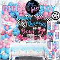 Burnouts or Bows Gender Reveal Decorations, Baby Boy or Girl Gender Reveal Party Decorations, What Will the Baby Be Backdrop Balloon Banner Tablecloth Cake Cupcake Topper Box Sash Pink Blue by Fiesec