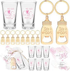 Vesici 20 Set Baby Shower Favors for Guests Acrylic Shot Glasses Gold Bottle Opener Keychains Thank You Tags and Bags for Baby Shower Party Gender Reveal Party Guests Return Gift(Pink Bear) by Vesici