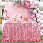 SoarDream Blush Pink Sequin Tablecloth 90"x156" Wedding Table Cloth - Image 5
