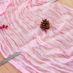 8 Pack Candy Pink Cheesecloth Table Runner 120 Inch Boho Wedding Decor - Image 6