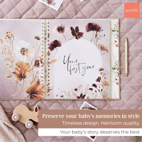 Peachly Baby Book for Girl - First Year Memory Book Keepsake - Fleur - Image 3