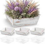Dandat 4 Set 12 Inch Wooden Flower Box Rustic Table Centerpieces,White by Dandat