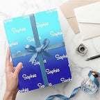 MyPupSocks Personalized Logo Wrapping Paper, Gradient Blue Custom Gift Wrapping Paper with Name Text for Teens Women Men Mom Dad Birthday Wedding Happy New Year 58x23 5 Rolls - Image 5
