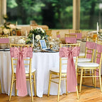 XunYee 80 Pack Satin Chair Sashes for Wedding Chair Decoration Chair Cover Bow Ties Sash for Engagements Graduations Events Banquet Parties Supplies (Rose Gold) - Image 5