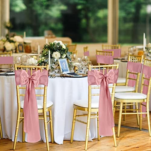 XunYee 80 Pack Satin Chair Sashes for Wedding Chair Decoration Chair Cover Bow Ties Sash for Engagements Graduations Events Banquet Parties Supplies (Rose Gold) - Image 5