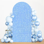MODFUNS Light Blue Arch Cover Sequins Arch Stand Cover Spandex Arch Backdrop Cover 4x7.2ft Glitter Arch Covers Chiara Backdrop Cover Stretch Arch Wall Covers for Celebration Party Reception Decor - Image 5