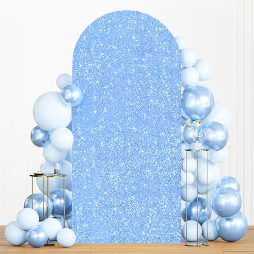 MODFUNS Light Blue Arch Cover Sequins Arch Stand Cover Spandex Arch Backdrop Cover 4x7.2ft Glitter Arch Covers Chiara Backdrop Cover Stretch Arch Wall Covers for Celebration Party Reception Decor - Image 5