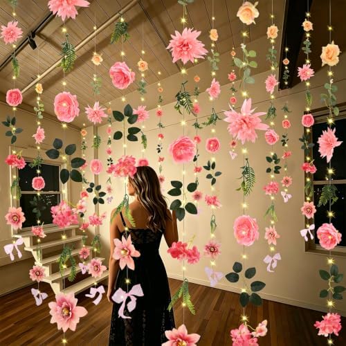 Livole 6Pcs 36Ft Wildflower Garland with Light Hanging Flower Wall Backdrop - Image 2