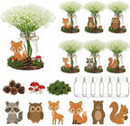 43 Pcs Woodland Animals Centerpieces Forest Animals Tabletop Centerpiece for Baby Shower Jungle Birthday Party Decor Kit with Mason Jar Babysbreath Animal Cutouts Wood Rounds Pine Cones Moss by FineCheer