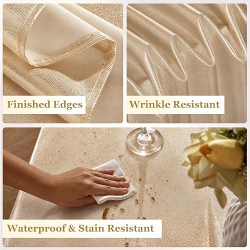 2 Pack Sequin Champagne Tablecloth 60x102inch Waterproof Glitter Table Cloth for Rectangle Tables, Shimmer Table Cover for Birthday Wedding Party Holiday Baby Shower Christmas Decoration - Image 4