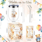 Hoolerry 6 Set Baby Shower Cups, 12oz Stainless Steel Tumbler, Brown Bear - Image 2