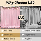 40ftx10ft Wrinkle Free Pink Backdrop Curtain - 10 Feet Photography Backdrop Drapes, Silky Polyester Back Drop Cloth for Wedding Baby Shower Balloon Arch Background - Image 6
