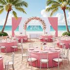 6 Pack Pink Round Tablecloth, Fitted Table Cloths for 6 foot Round Tables, Washable 132 Inch Table Skirt for Wedding Birthday Photography Themed Parties Banquet Holidays Pink Party Decorations - Image 5