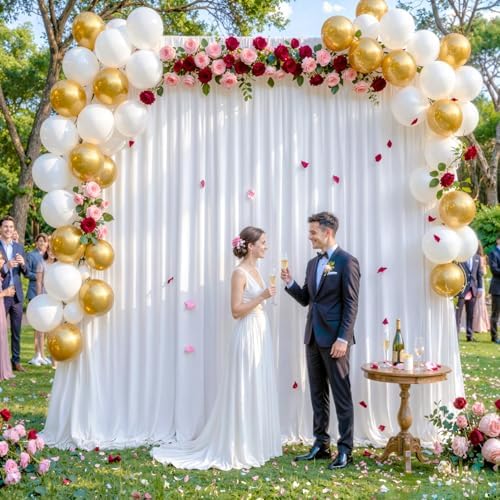 10x10FT Backdrop Curtains with Rod Pockets - Wrinkle Free Photo Stage Backdrop 2 Panels Curtains Drapes for Photography Wedding Party Baby Shower Decorations (White) - Image 4