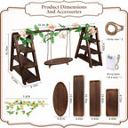 Wooden 3 Tier Cupcake Stand with Swing, String Lights, Rose Vine Decor - Image 2