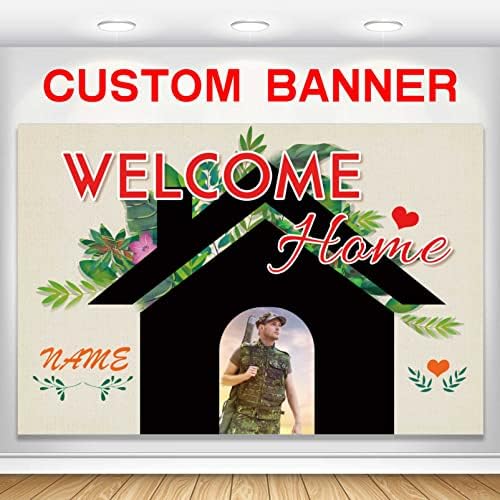 Custom Welcome Home Banner Decoration,Welcome Back Home Yard Sign for Outdoor Decor, Military Homecoming Deployment Returning Party Supplies(5x7.5ft) by AUBAO