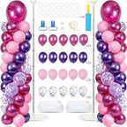 2 Sets Adjustable Balloon Column Stand Kit with Bases（Pink and Purple） by Naozinebi
