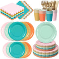 Zhehao 175 Pcs Coral Colors Paper Plates and Napkins Party Supplies by Zhehao