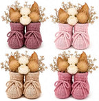 gisgfim 4 Set Baby Shower Centerpieces with 8 Pcs Fabric Flowers Baby Shower Table Decorations Gender Reveal Party Supplies Knitted Infant Booties Bulk for Boy Girl Birthday Newbron Party Decoration by gisgfim