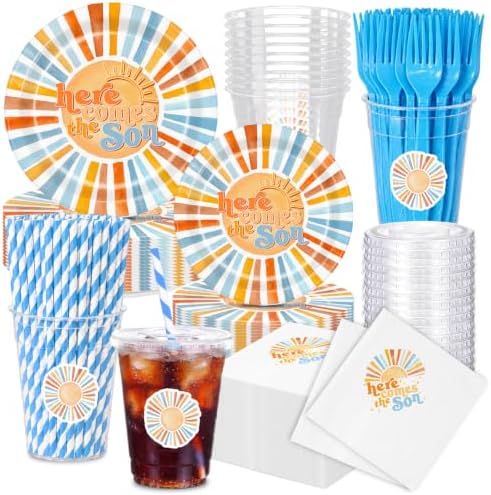 Here Comes The Son Disposable Tableware 25 Pcs, Church, Baby Shower Decor by Unknown
