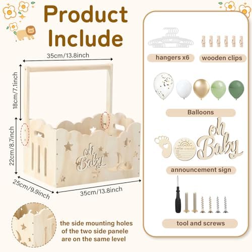 Green, Wooden Baby Shower Crate Closet,Hollow - Image 3