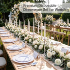 DaYammi 350PCS Silver Plastic Dinnerware Set for 50 Guests - Image 4