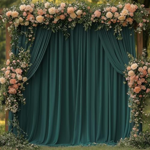30x10FT Dark Green Backdrop Curtains for Wedding Parties, Wrinkle Free Photo Backdrop Curtains for Wedding Birthday Party Baby Shower, Fabric Drape with Rod Pockets 5ft x 10ft, 6 Panels by Unknown