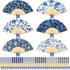 Roowest 36 Pcs Blue and White Folding Fans Bulk - Retro Chinoiserie Japanese Floral Paper Hand Foldable Fans for Wall Decor Wedding Guests Favor Gifts Tea Party Supplies by Roowest
