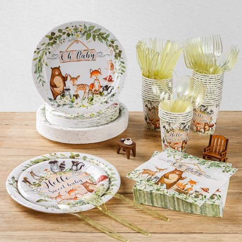 350 Pieces Woodland Baby Shower Decorations Set Serves 50 Guests - Image 4