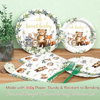 Hombae Woodland Baby Shower Decorations, Forest Baby Shower Party Supplies with Woodland Animals Tableware Set, Backdrop, Balloon Garland, Cake Topper, Boxes, 245 PCs - Image 5