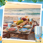 Pickmesh 250 Pcs Hello Summer Plates Napkins and Cups Beach Party Decorations Hawaiian Tropical Disposable Paper Tableware Set for 50 Guests Summery Ocean Pool Luau Birthday Party Supplies - Image 6