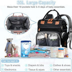 SHITIESHOU Diaper Bag Backpack Baby Bag for Mom Dad with Changing Pad, 19 Pockets, Large Waterproof Travel Baby Girl Boy Toddle Diaper Bag with Insulated Pocket, Baby Shower Gifts, Black - Image 4
