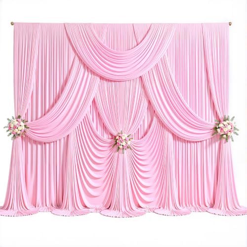 20ft x 10ft Pink Backdrop Curtains, 4 Panels Baby Pink Drapes for Backdrop - Image 6