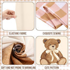 Remagr 2 Pcs We Can Bearly Wait Arch Backdrop Covers (7.2ft, 6ft) Tan Gingham & Teddy Bear Arch Covers Baby Shower Decorations with Checkered Pennant Banner for Baby Shower Party Decor Props - Image 4