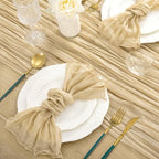 Champagne Cheesecloth Table Runner Farmhouse Fall Table Runner 10ft, 8 Pack - Image 6