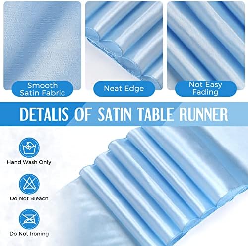 Tudomro 16 Pack White and Light Blue Plastic Tablecloths Satin Runner Set - Image 4