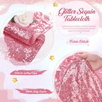 SoarDream Blush Pink Sequin Tablecloth 90"x156" Wedding Table Cloth - Image 3