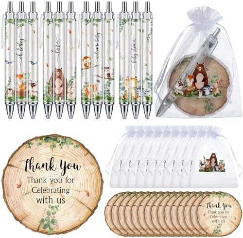 50 Sets Baby Shower Favors for Guests(White Green, Woodland Animal) by CelebrateEveryMoment