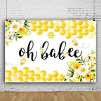 Oh Babee Baby Shower Party Backdrop Colorful Flowers Yellow Honeycomb Baby Shower Party Decorations Background Bee Sweet Honey Gender Reveal Party Birthday Party Studio Props 15x8ft - Image 4