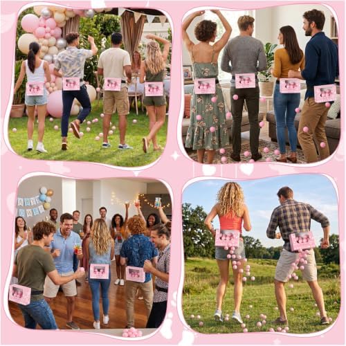 8 Sets Pink Heart Baby Shower Swing Shaking Balls Activity Set for Adults - Image 7