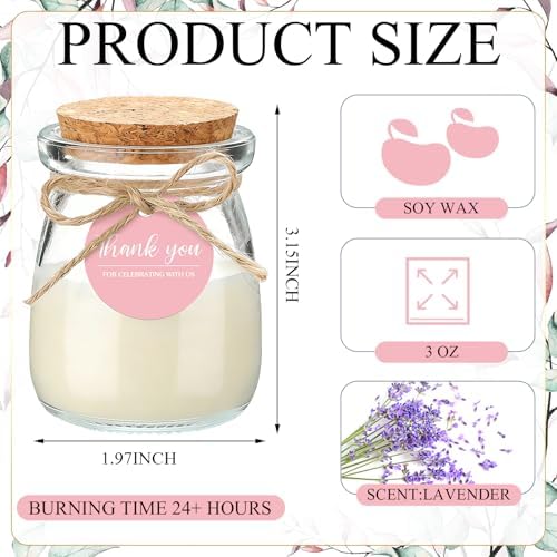 MTLEE 20 Sets Wedding Candle for Guests Pink Glass Jars Bridal Shower Favor - Image 2
