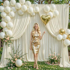 10x10 Beige Backdrop Curtain for Wedding Parties Wrinkle Free Beige Photo Curtains Backdrop Drapes Fabric Decoration for Baby Shower Photoshoot 5ft x 10ft,2 Panels - Image 2