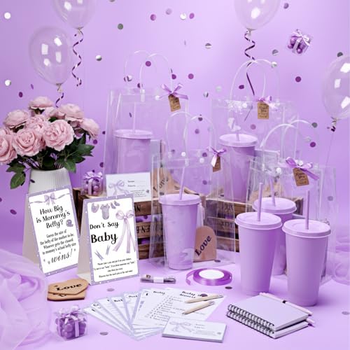 Dunzoom 461 Pcs Funny Baby Shower Games with Prize for Guest Winner, Purple - Image 5