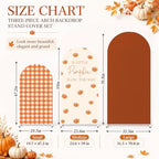 FYSUIMU 3 Pcs Fall Arch Backdrop Covers A Little Pumpkin is on the Way Baby Shower Decorations Orange Plaid Stretchy Spandex Arch Stand Fabric Cover for Autumn Gender Reveal Birthday (4ft/5ft/6ft) - Image 2