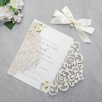 20Pcs Ivory Laser Cut Wedding Invitation Cards With Envelopes - Image 5