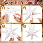 Youyole 12 Set Christmas Paper Star Lantern with Lights, 7 Pointed - Image 4