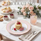 WDF 60pcs Pink Dessert Plates - 7.5inch Baroque Pink and White Disposable Dessert Cute Cake Plates for Upscale Parties &Wedding-Special for Baby Shower, Brithday, Tea Party - Image 6